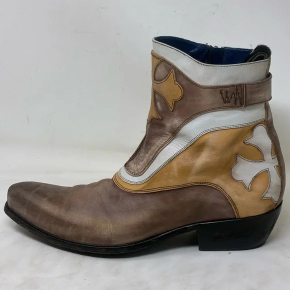 Mark Nason Distressed Tan and Cream Western Boots 67584